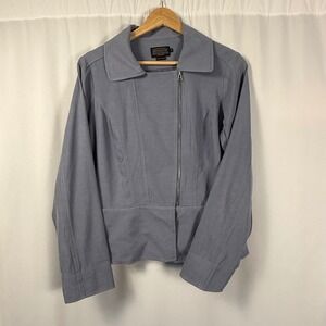 Pendleton Silk‎ Moto Jacket Periwinkle Blue Motorcycle Asymmetrical Zip Womens S